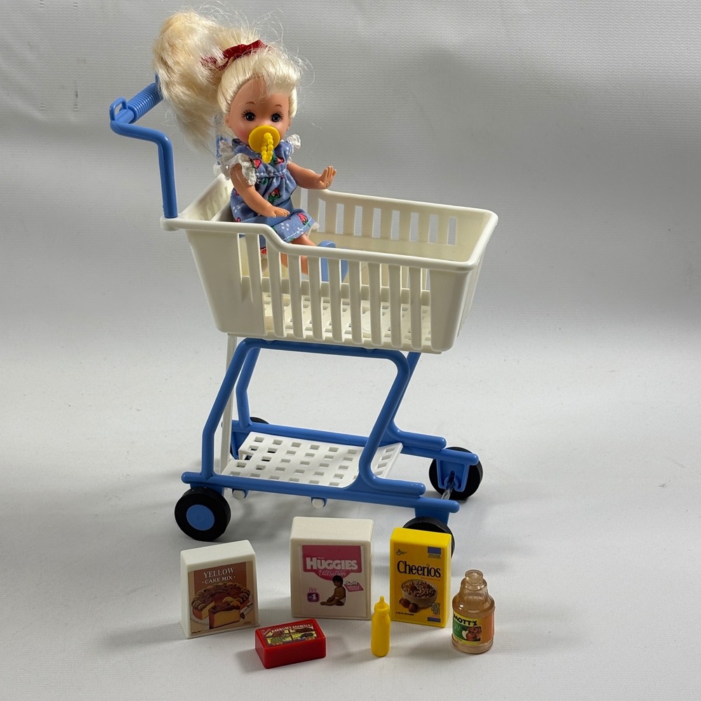 Vintage Shoppin' Fun Kelly Doll Playset Shopping Cart Grocery Accessories Mattel